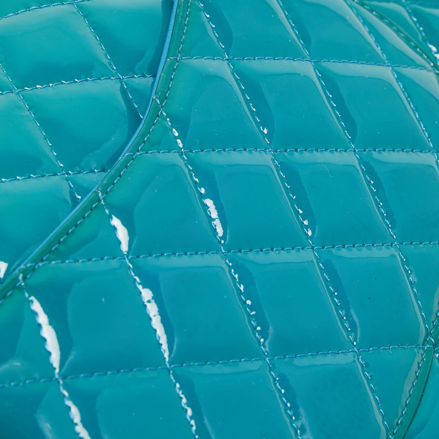 CHANEL Teal Blue Quilted Patent Leather Medium Classic Double Flap Bag