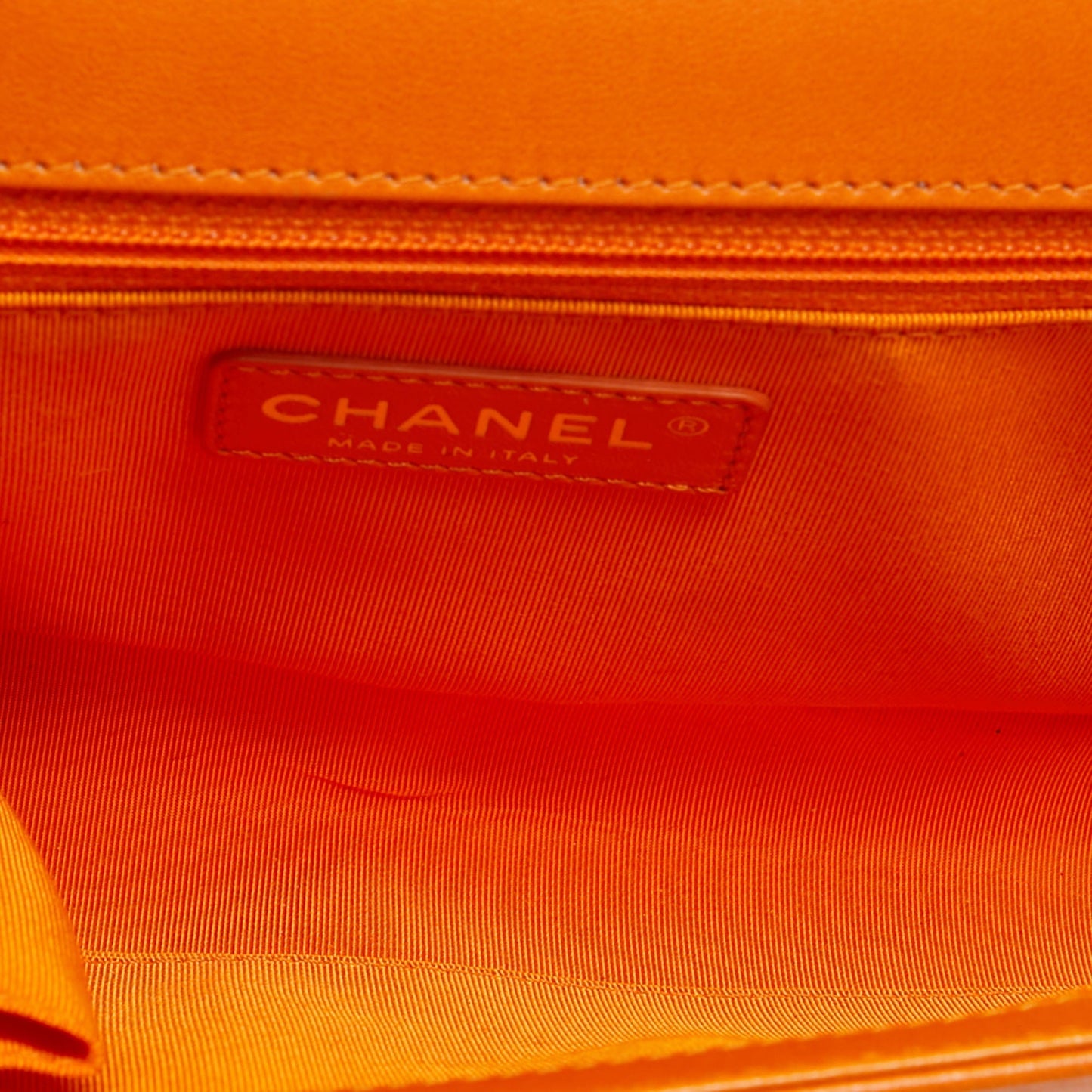 CHANEL Orange Quilted Leather New Medium Boy Bag