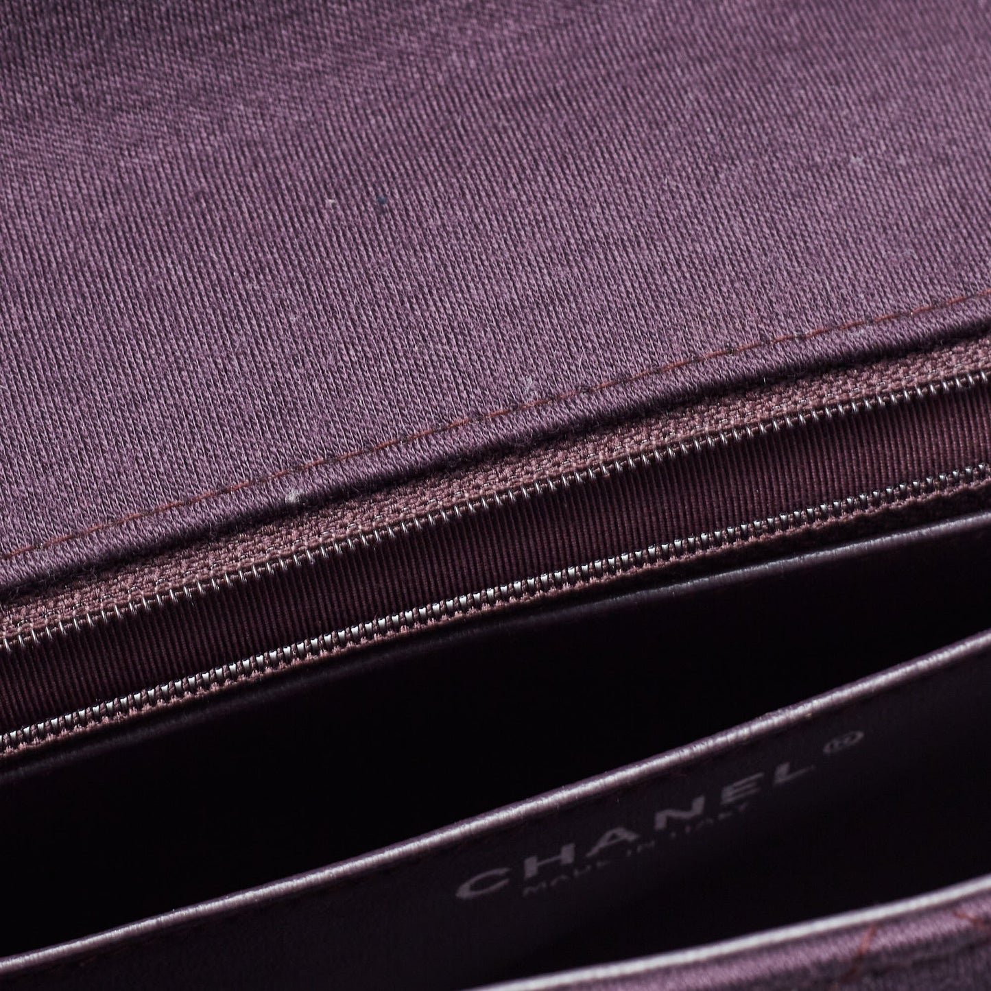 CHANEL Dark Purple Quilted Jersey Jumbo Classic Single Flap Bag