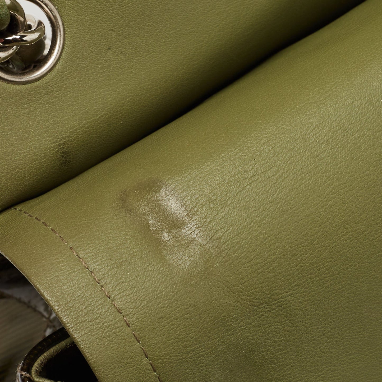CHANEL Green Quilted Patent Leather Jumbo Classic Double Flap Bag