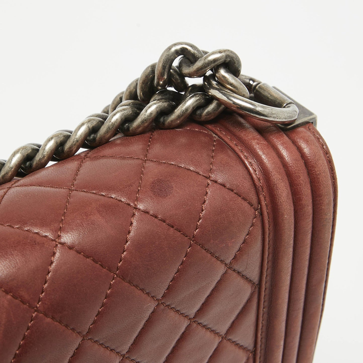 CHANEL Burgundy Quilted Leather Large Boy Bag