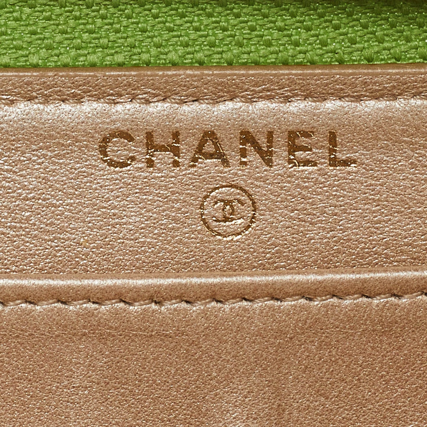 CHANEL Green Leather Camellia Zip Around Wallet