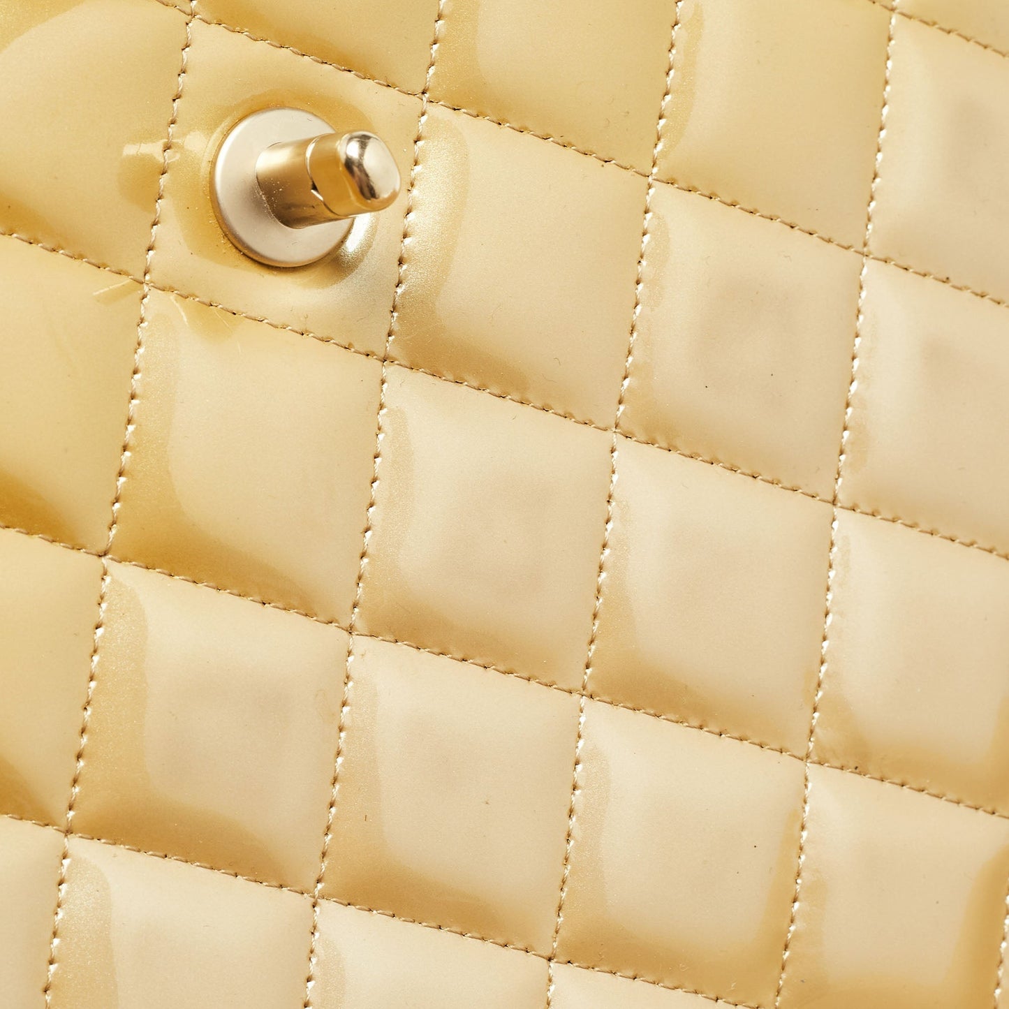 CHANEL Gold Quilted Patent Leather Maxi Classic Single Flap Bag