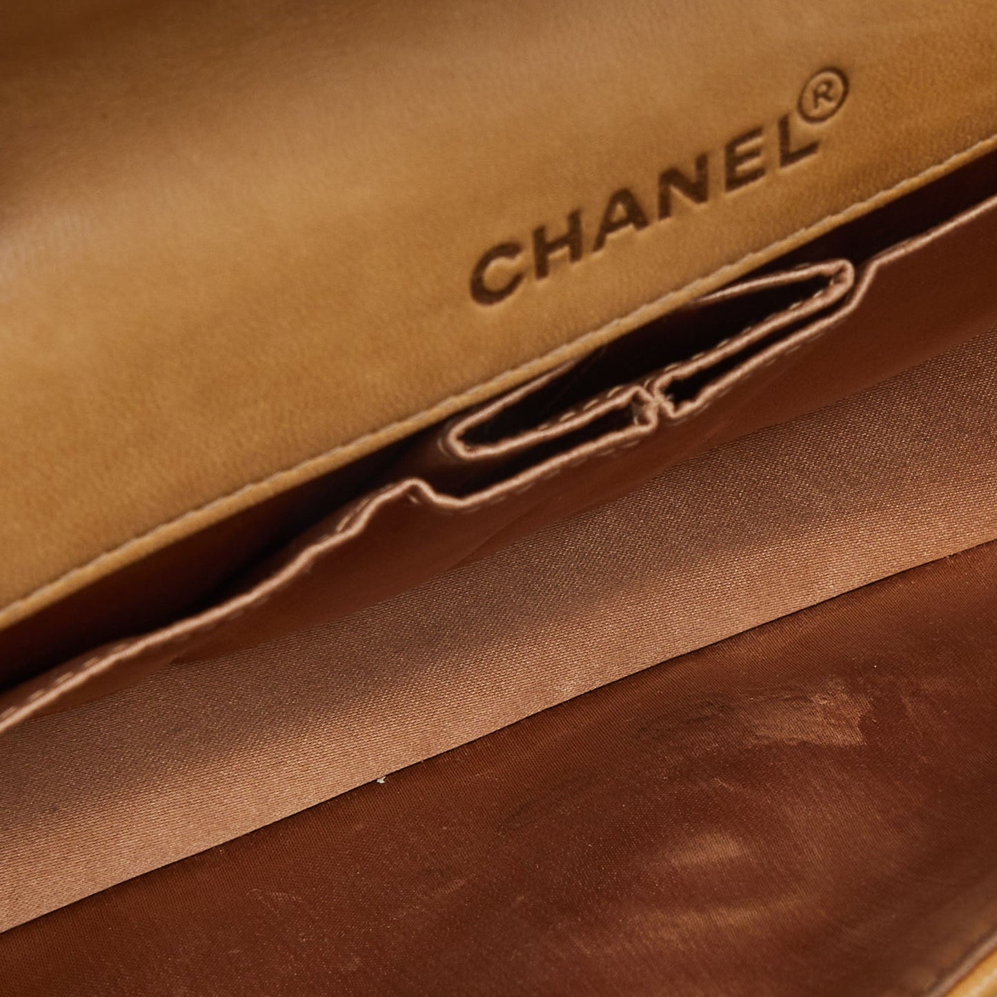 CHANEL Beige Chocolate Bar Quilted Leather East West Flap Bag