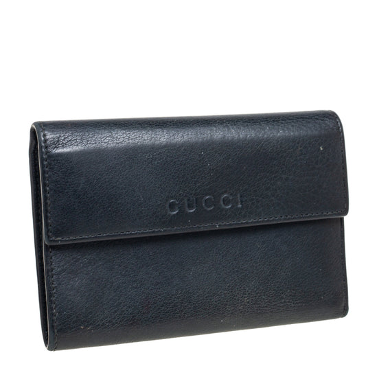 Luxury Gucci Trending 2025 Black Leather French Trifold Wallet