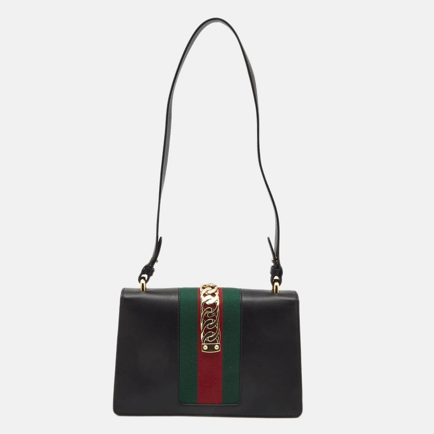 Luxury Gucci Trending 2025 Black Leather Sylvie Shoulder Bag