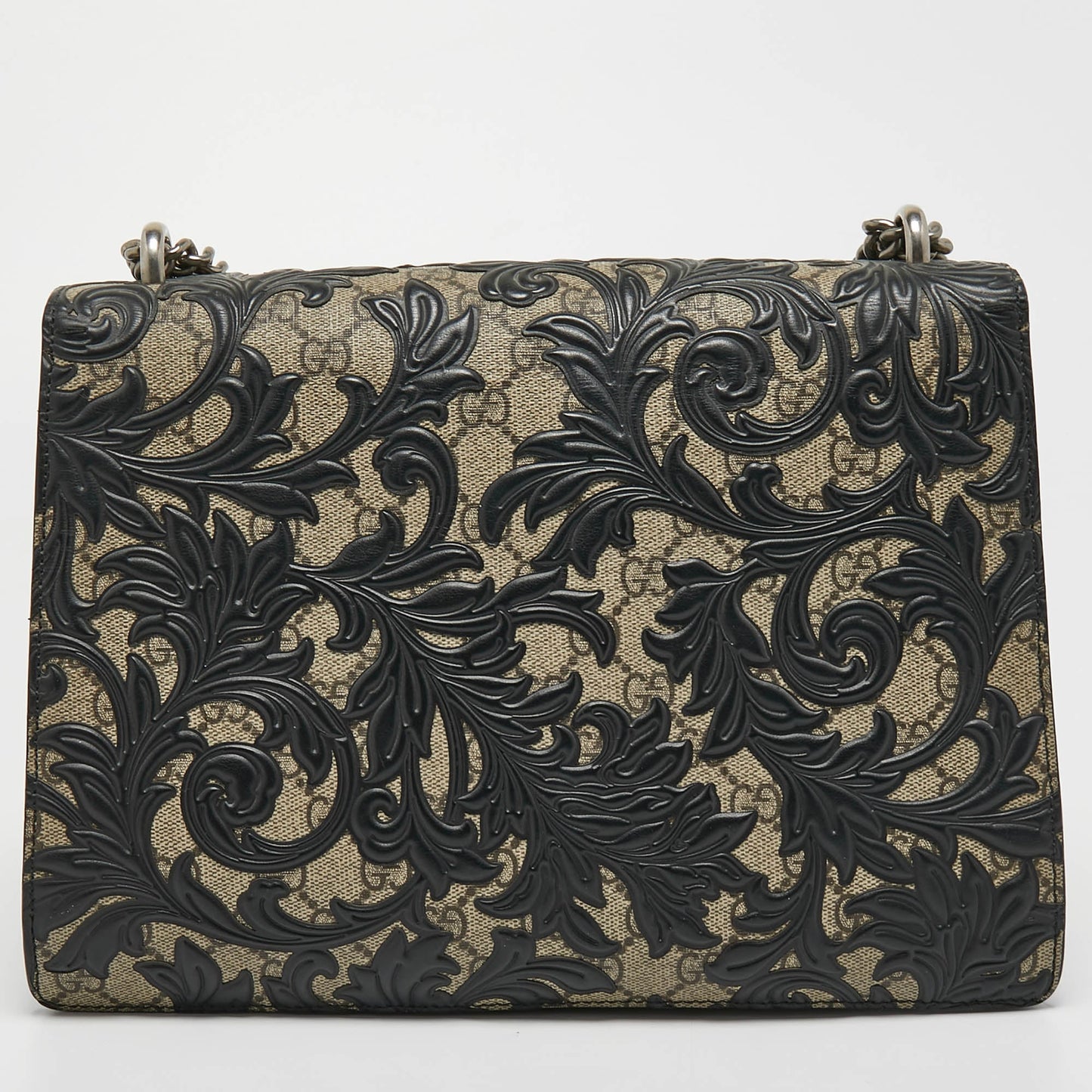 Luxury Gucci Trending 2025 Black/Beige GG Supreme Canvas and Leather Medium Dionysus Arabesque Shoulder Bag