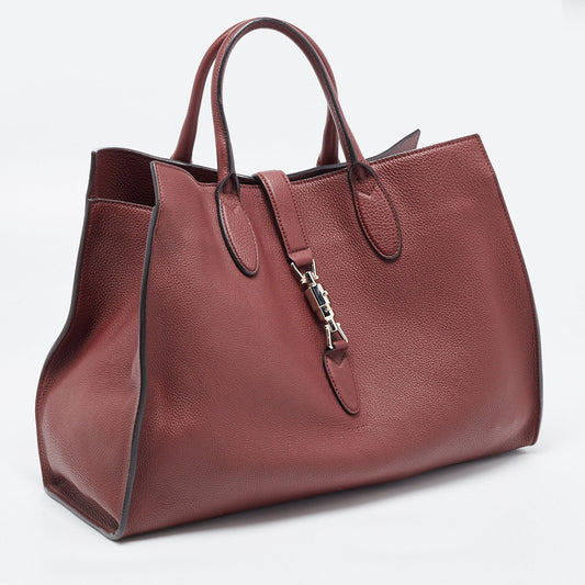 Luxury Gucci Trending 2025 Burgundy Leather Jackie Tote