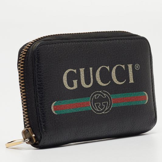 Luxury Gucci Trending 2025 Black Leather Logo Zip Purse