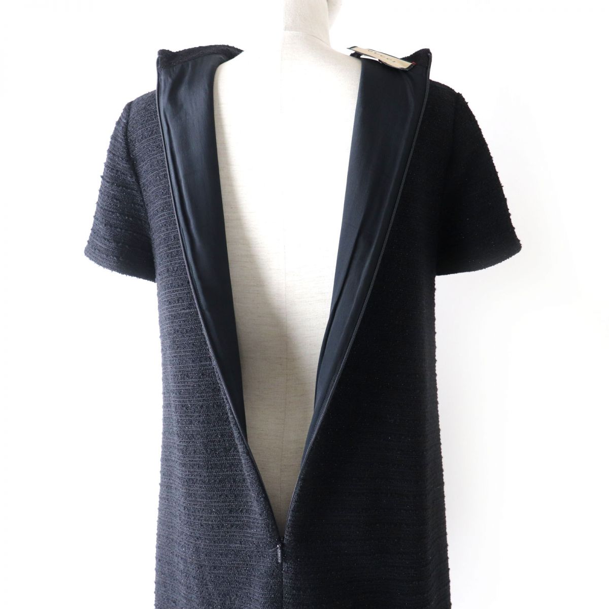 Luxury Gucci Trending 2025 GG Button Tweed Dress Black 40