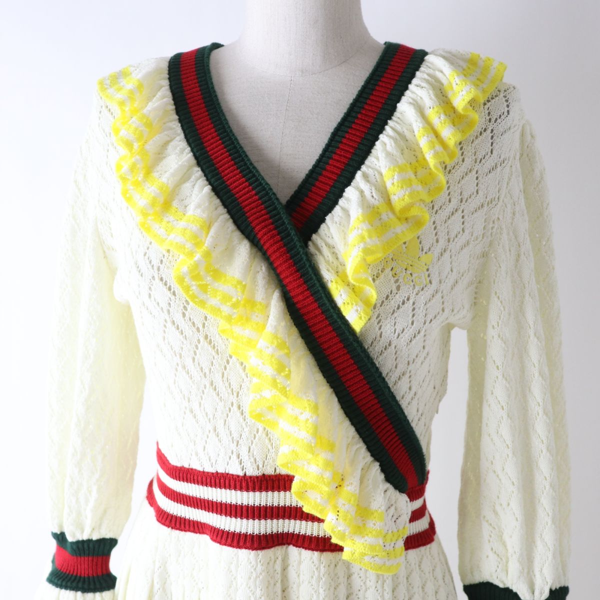 Luxury Gucci Trending 2025 x Adidas Knit Dress White Multi M