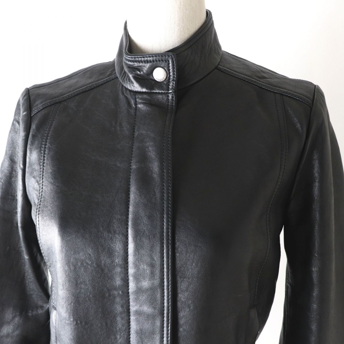 Luxury Gucci Trending 2025 Women's Lambskin Riders Jacket Black