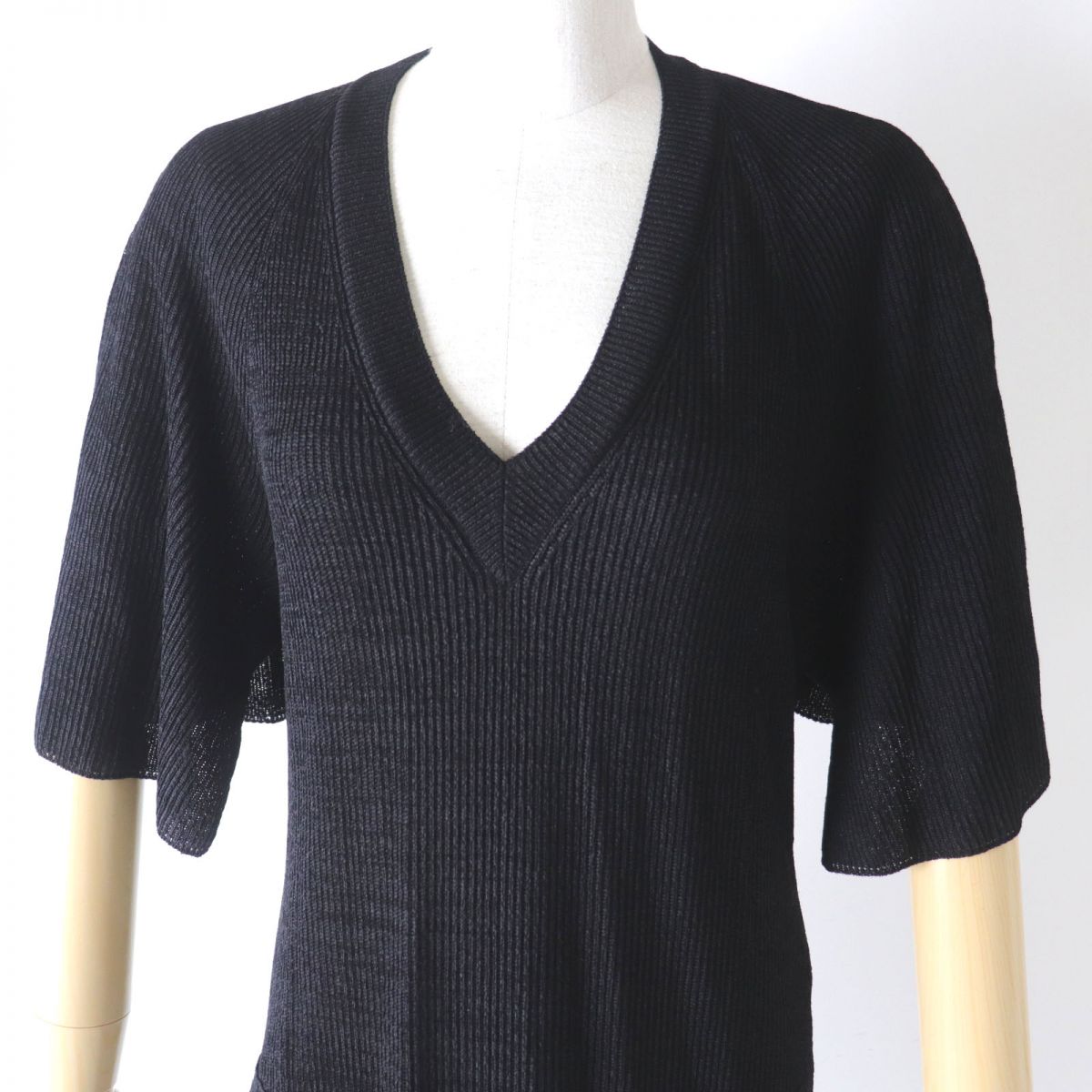 Chanel Logo Button Open Back Long Dress Black