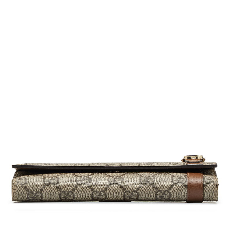 Luxury Gucci Trending 2025 GG Supreme Bifold Wallet Beige Brown PVC Leather