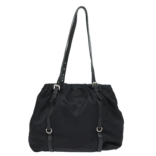 Luxury Prada Ribbon Tote Bag Nylon Black BN1136 mr381
