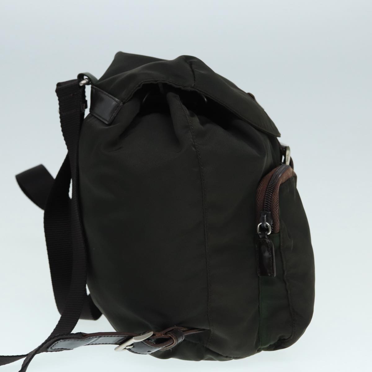 Luxury Prada Backpack Nylon Khaki Silver mr446