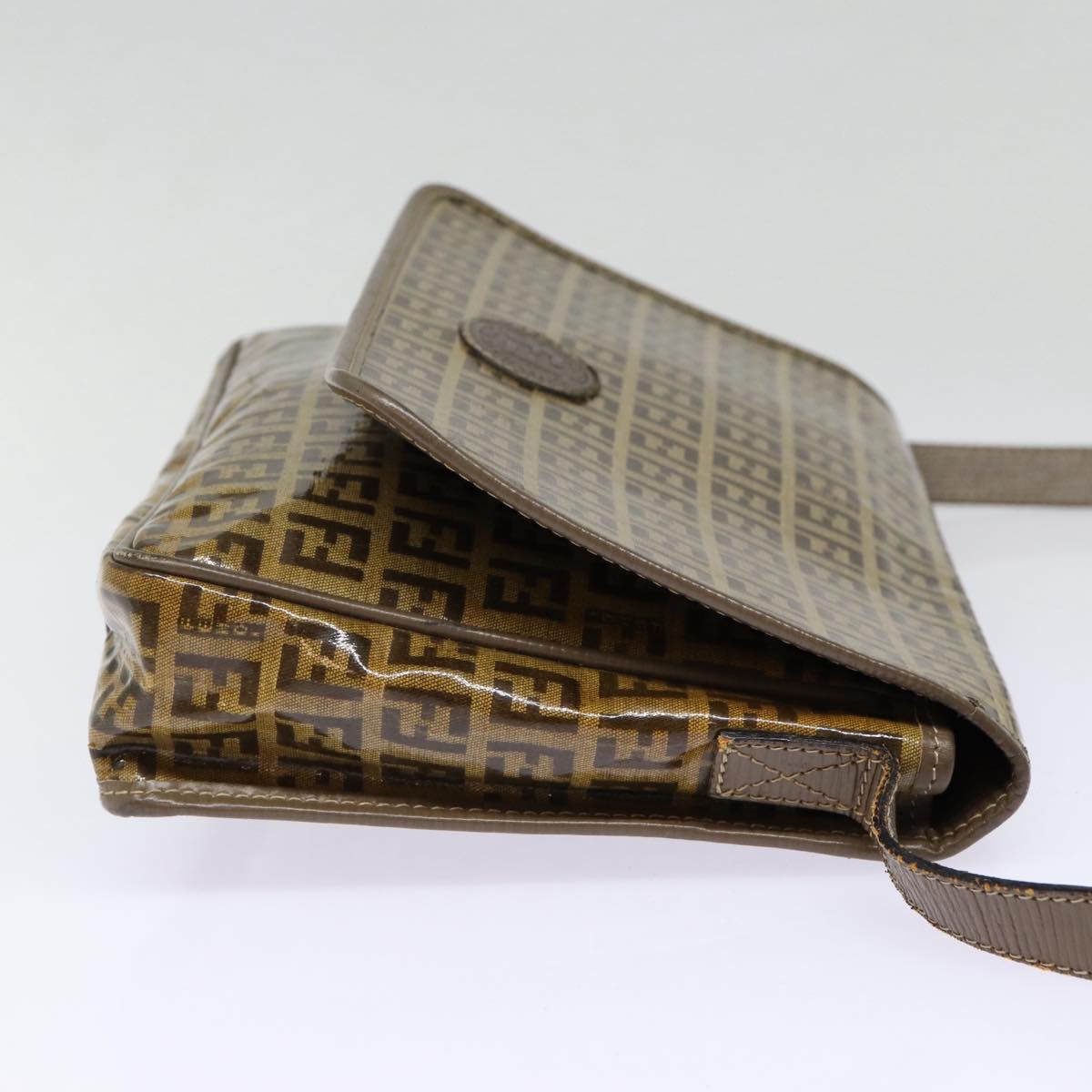 Luxury Fendi Zucchino Canvas Shoulder Bag Brown Silvermr463