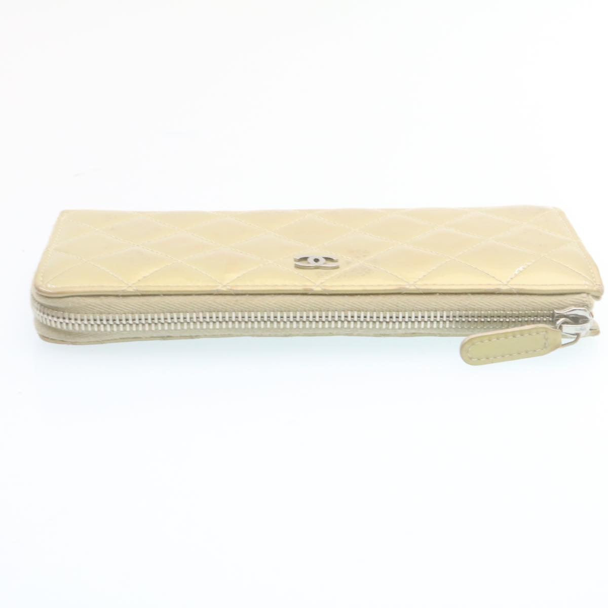 Luxury Chanel Matelasse Long Wallet Enamel Gray CC 34534