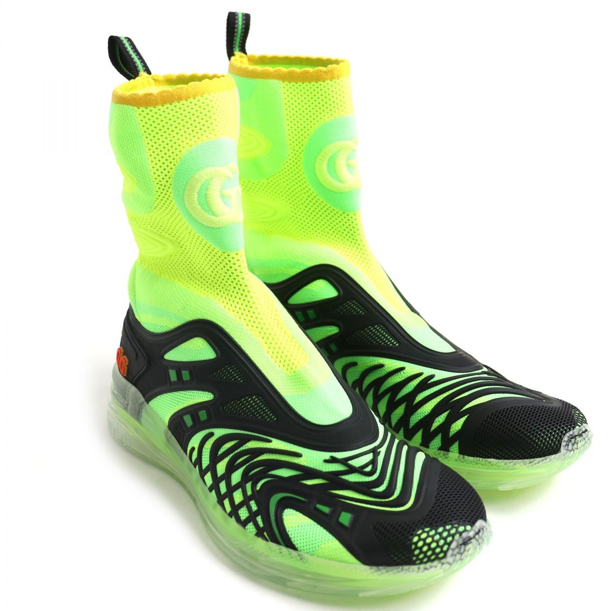 Luxury Gucci Trending 2025 Ultrapace R GG Knit Sneakers Lime Yellow Black