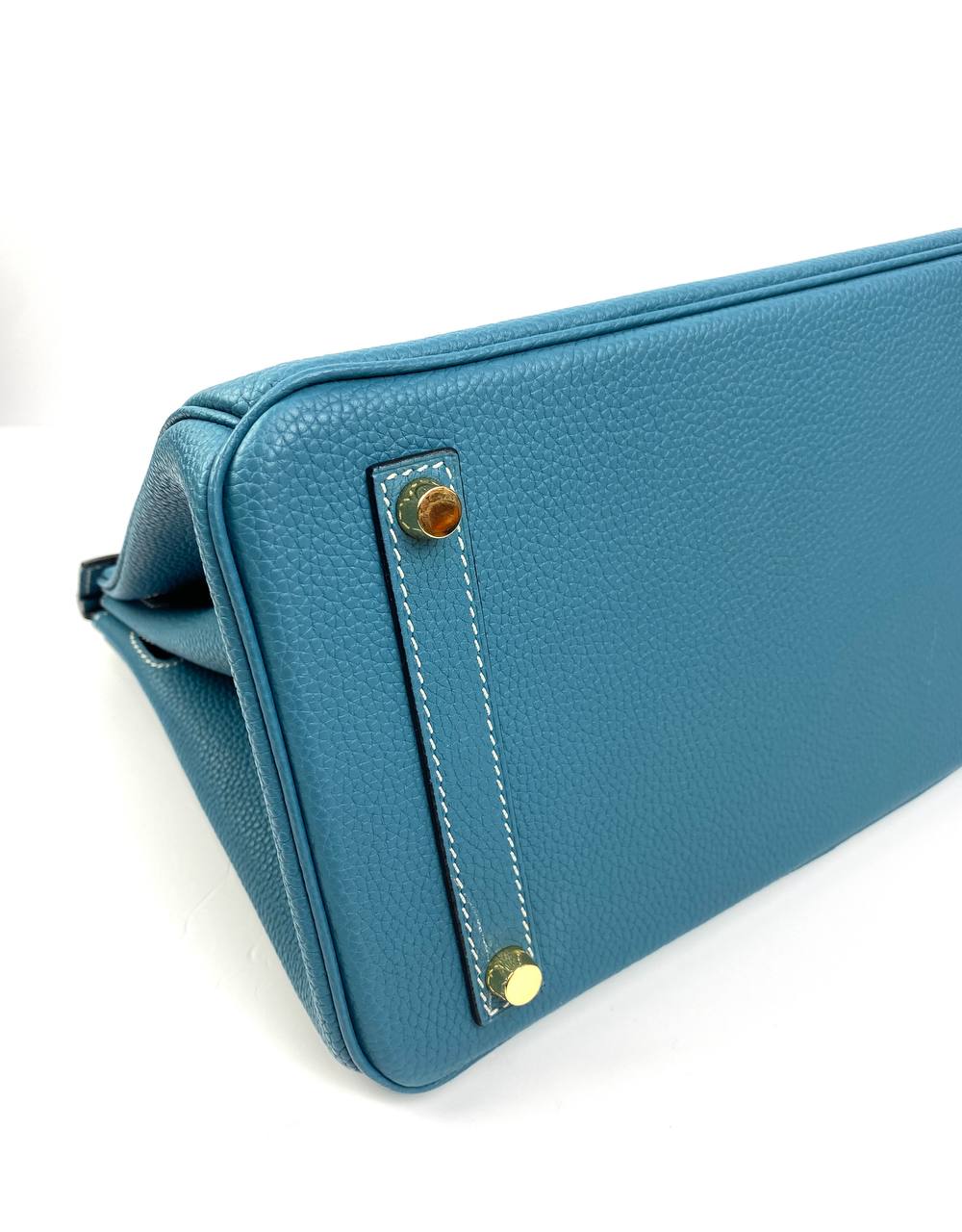 Luxury Hermes Birkin 30 Biscuit Togo Leather blue Gold Hardware