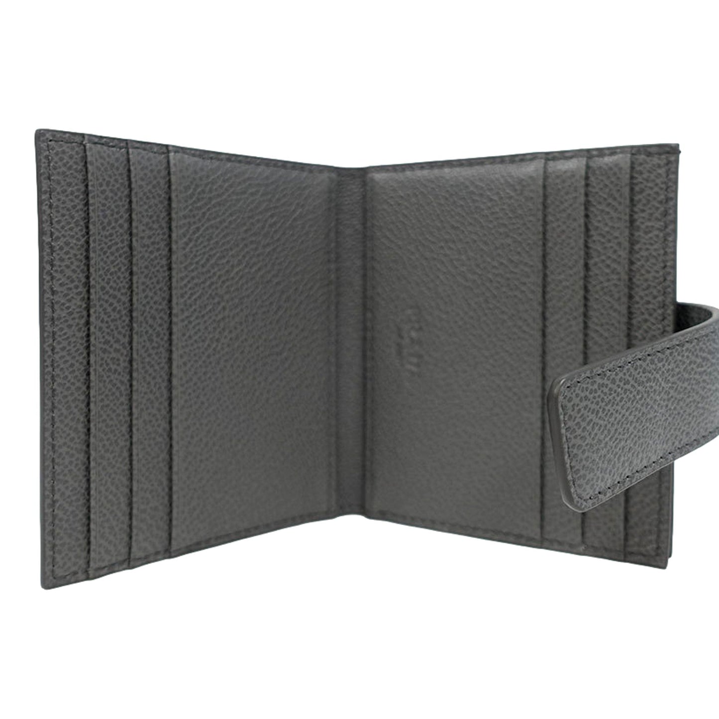 Luxury PradaGrey Vitello Grain Leather Card Bifold Wallet