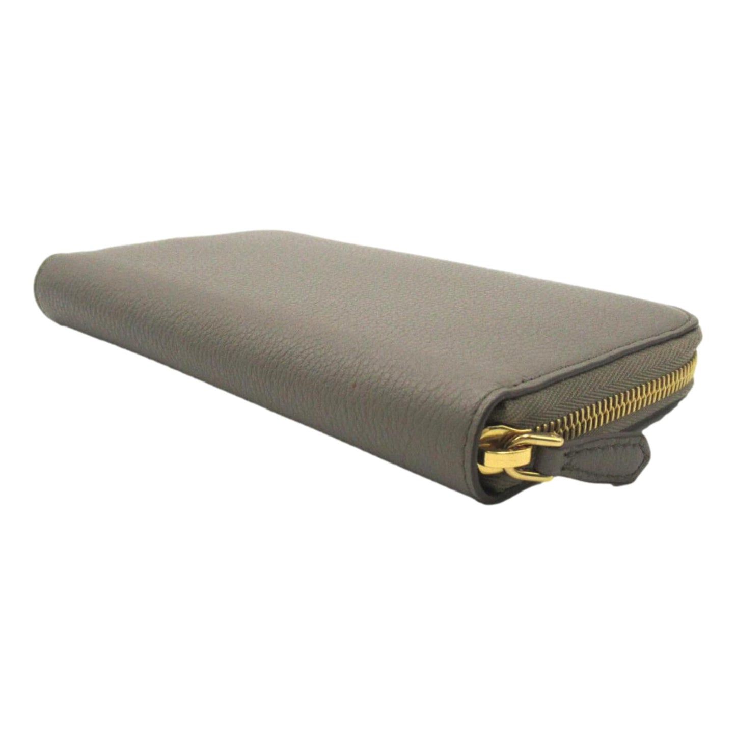 Luxury PradaArgilla Gray Vitello Grain Leather Zip Around Continental Wallet