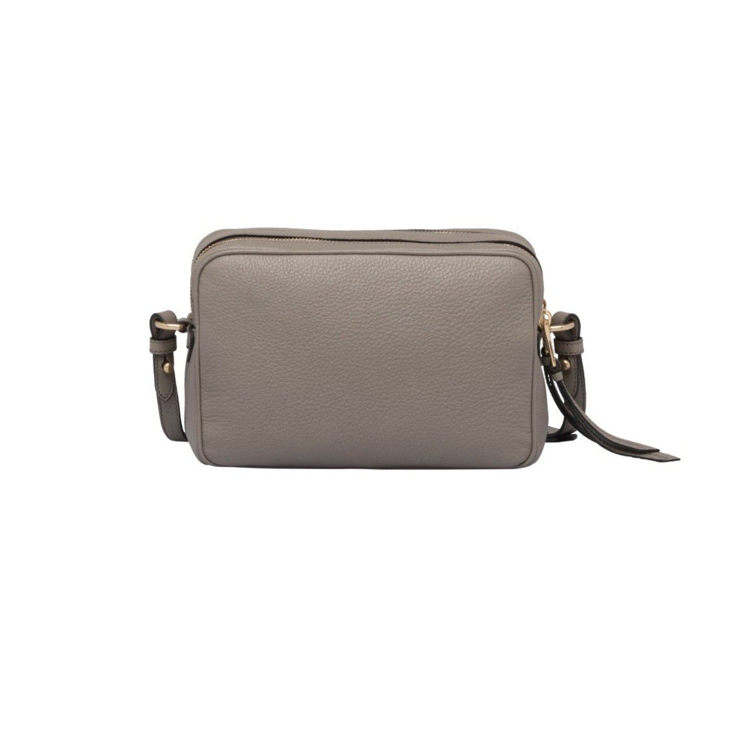 Luxury PradaArgilla Grey Vitello Phenix Leather Double Zip Cross Body Bag