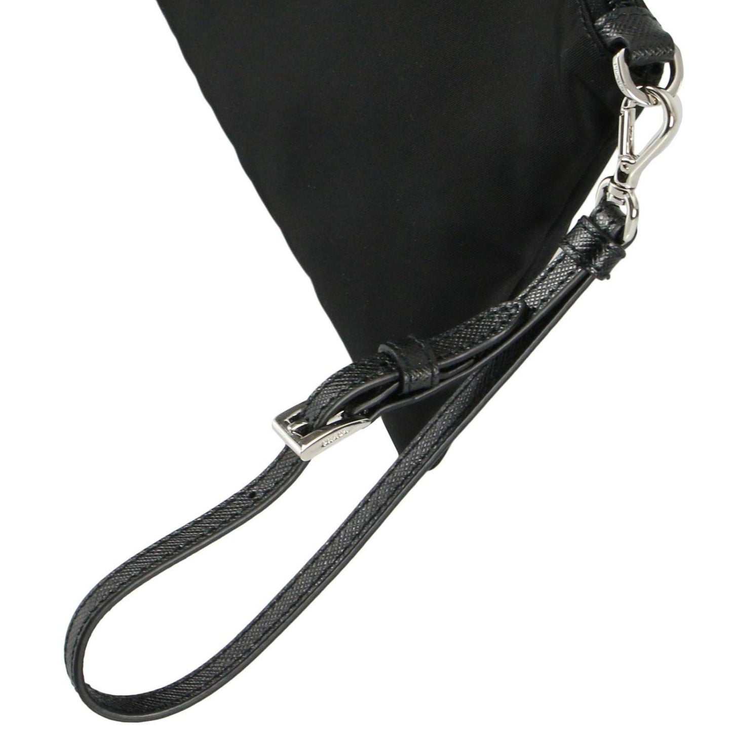 Luxury PradaBlack Tessuto Nylon Pouch Luxury PradaLogo Wristlet Clutch Bag