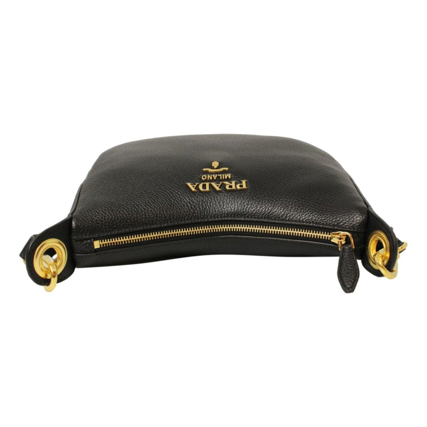 Luxury PradaBlack Vitello Phenix Leather Web Stripe Strap Crossbody