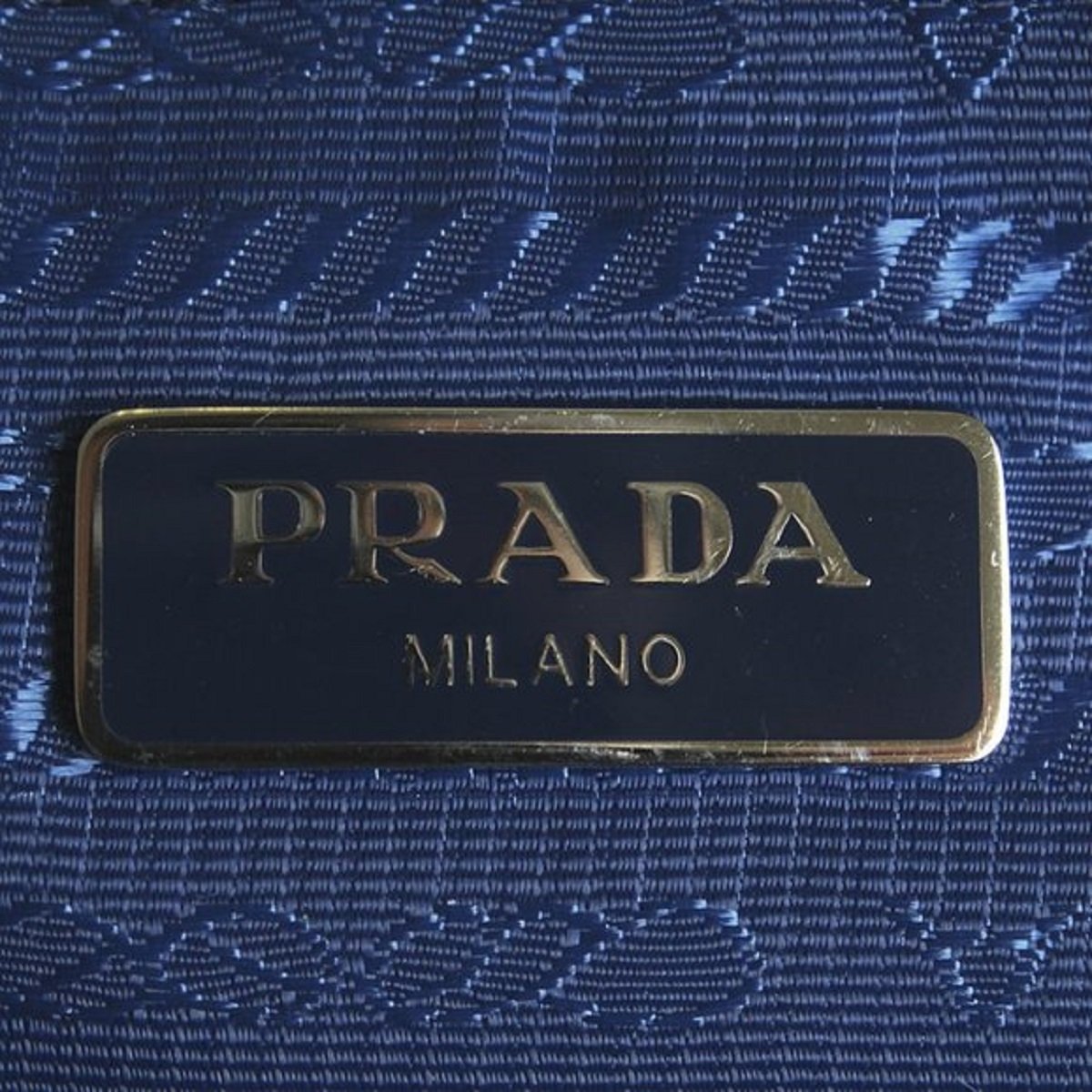 Luxury PradaBlue Tessuto Nylon Pouch Wristlet Clutch Silver