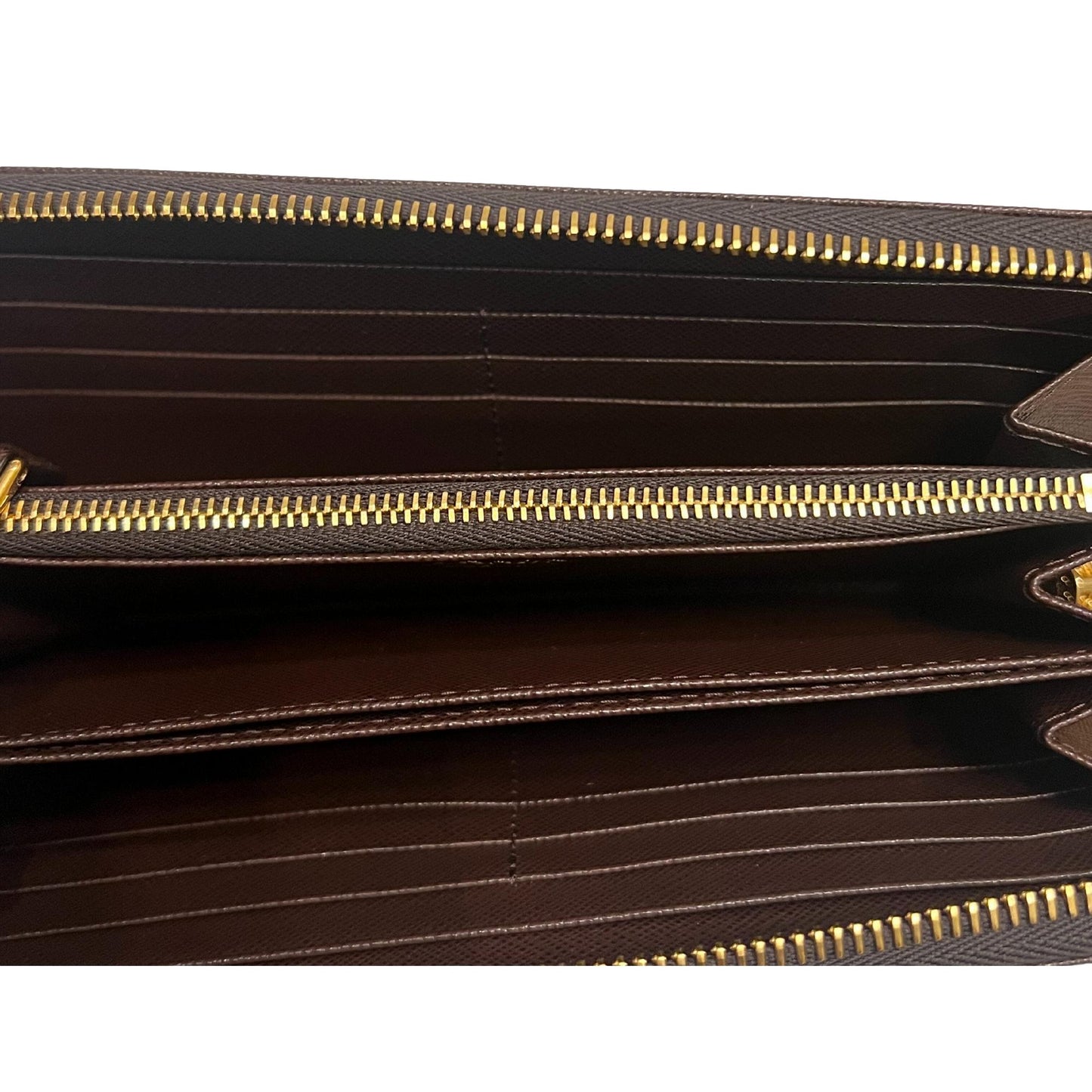 Luxury PradaBruciato Brown Saffiano Leather Zip Around Continental Wallet