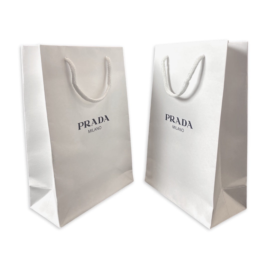 Luxury PradaShopping Gift Bag Designer White Paper Small Set of 2