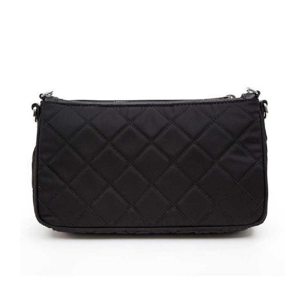 Luxury PradaBlack Tessuto Nylon Quilted Chain Crossbody Bag