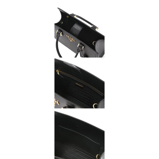 Luxury PradaSaffiano Lux Black Leather Large Crossbody Satchel Bag