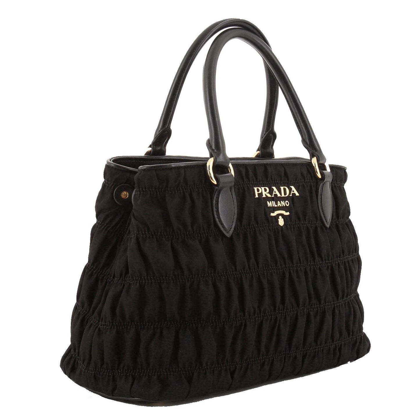 Luxury PradaTessuto Gaufre Nylon Small Black Satchel Handbag