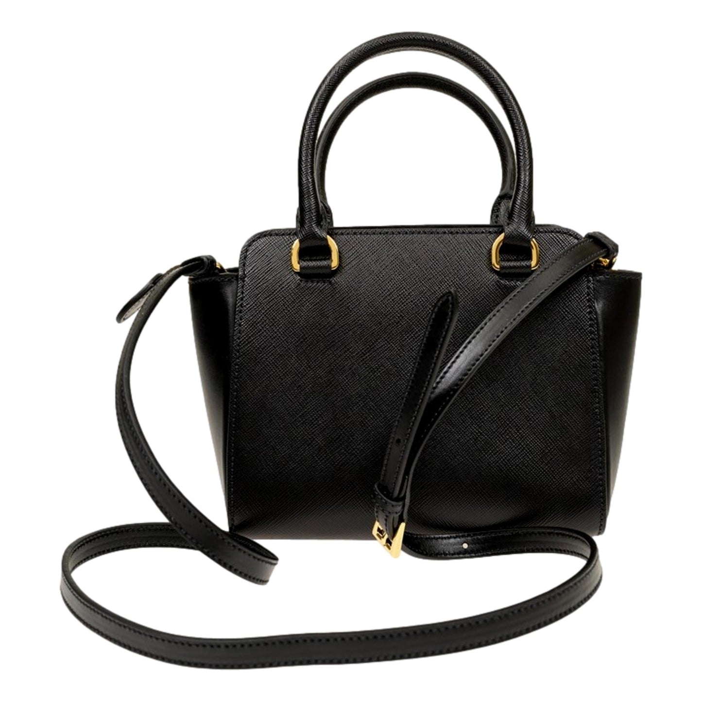 Luxury PradaTriangle Logo Black Saffiano Lux Leather Crossbody Tote Bag