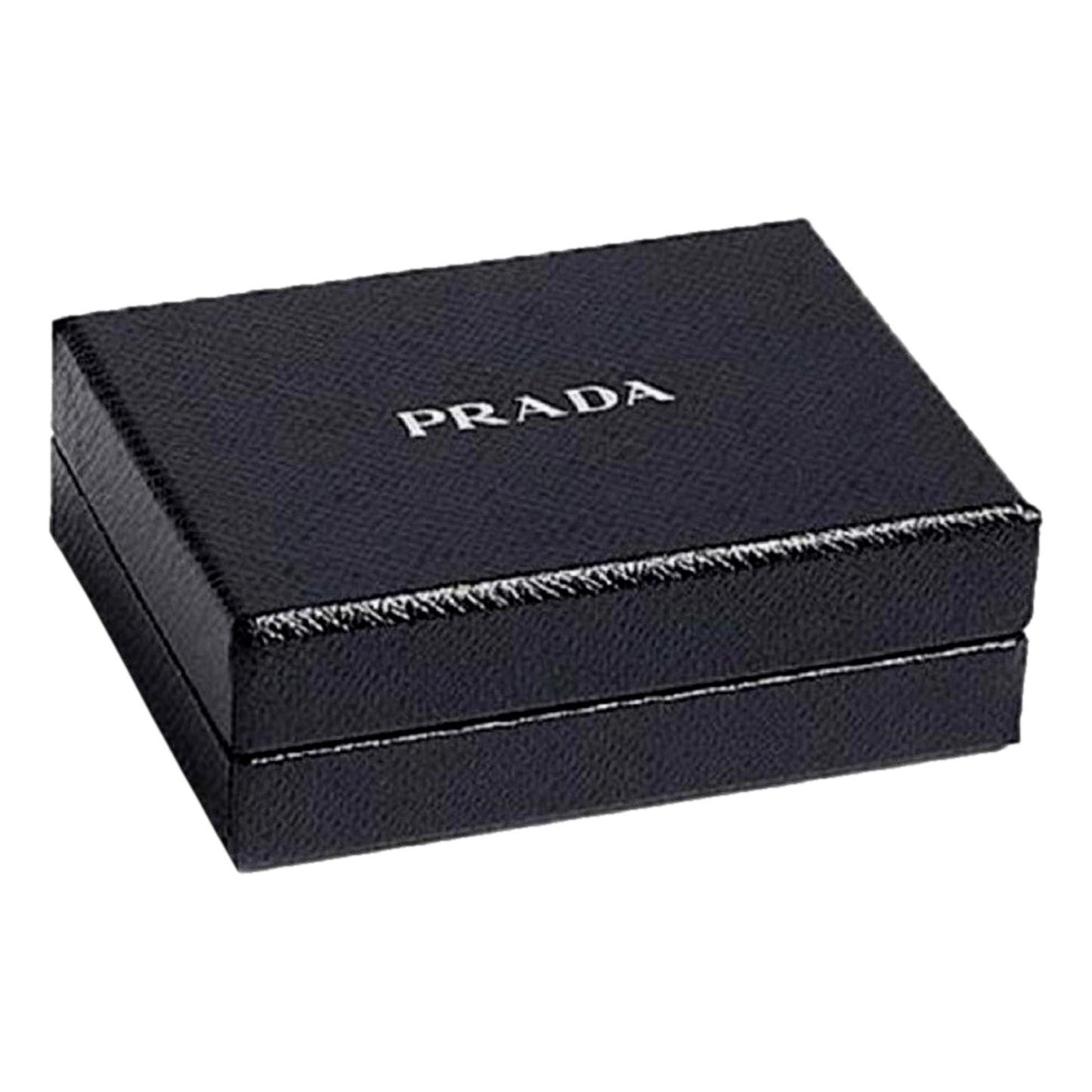 Luxury PradaTriangle Saffiano Black Leather Mini Airpods Case with Chain