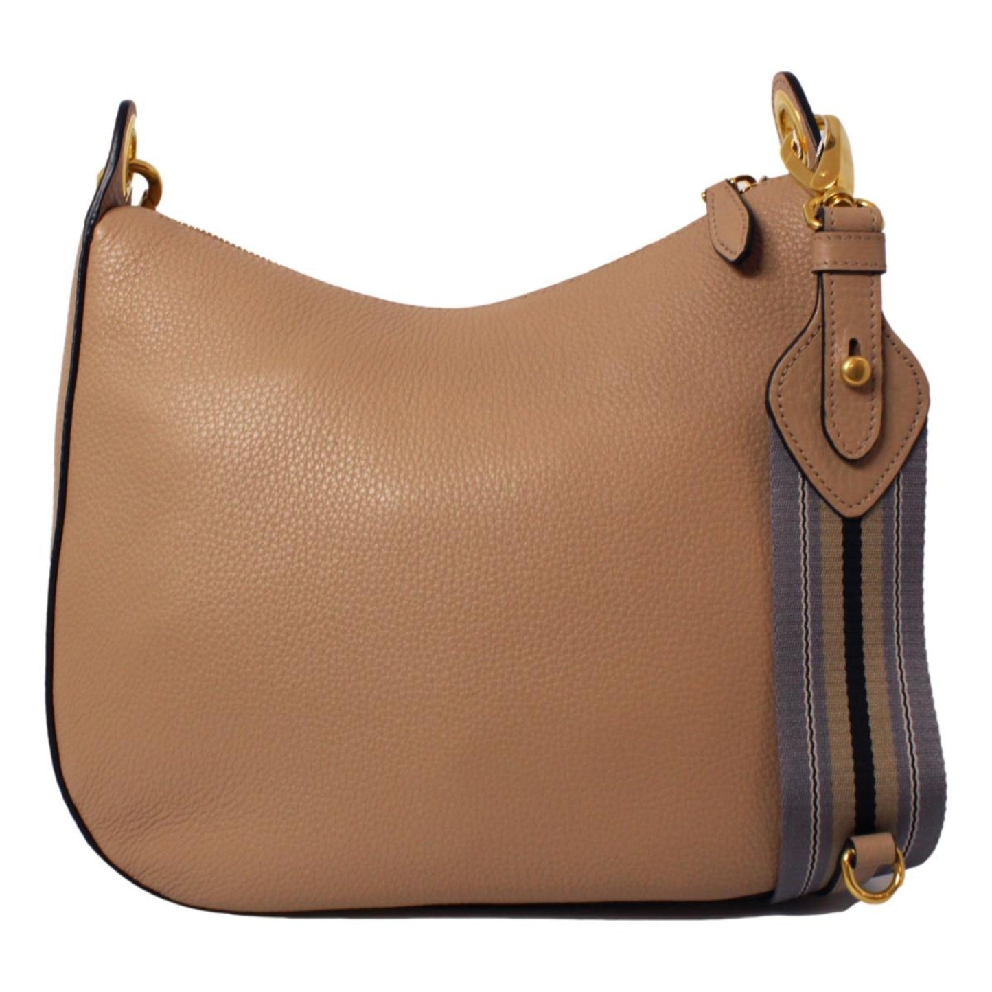 Luxury PradaVitello Daino Tan Leather Bag Nylon Web Stripe Strap