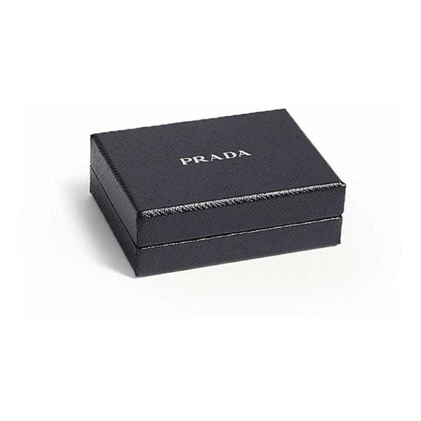 Luxury PradaVitello Grain Blue Leather Triangle Logo Vertical Bifold Wallet