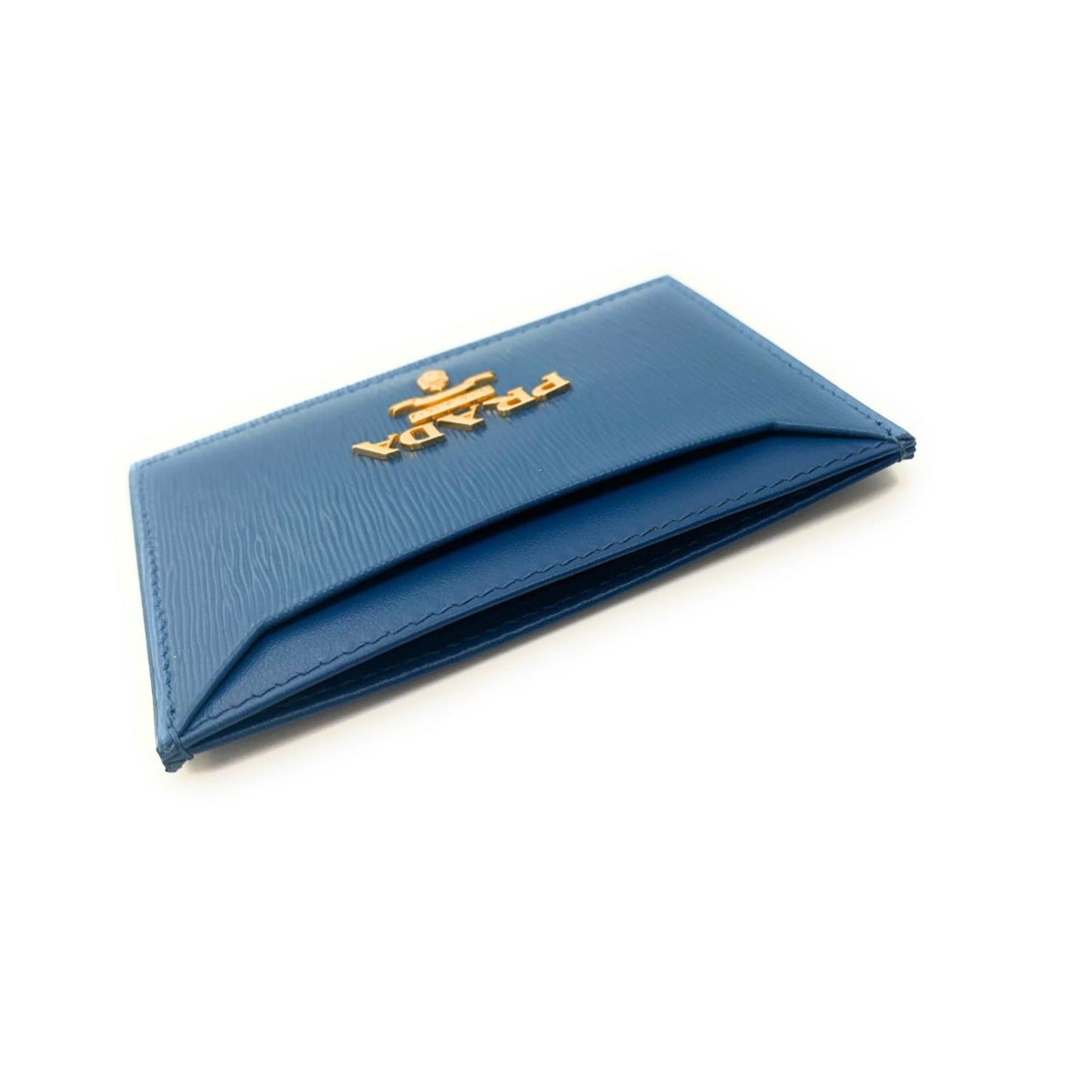 Luxury PradaVitello Move Cobalt Blue Leather Small Card Case Wallet