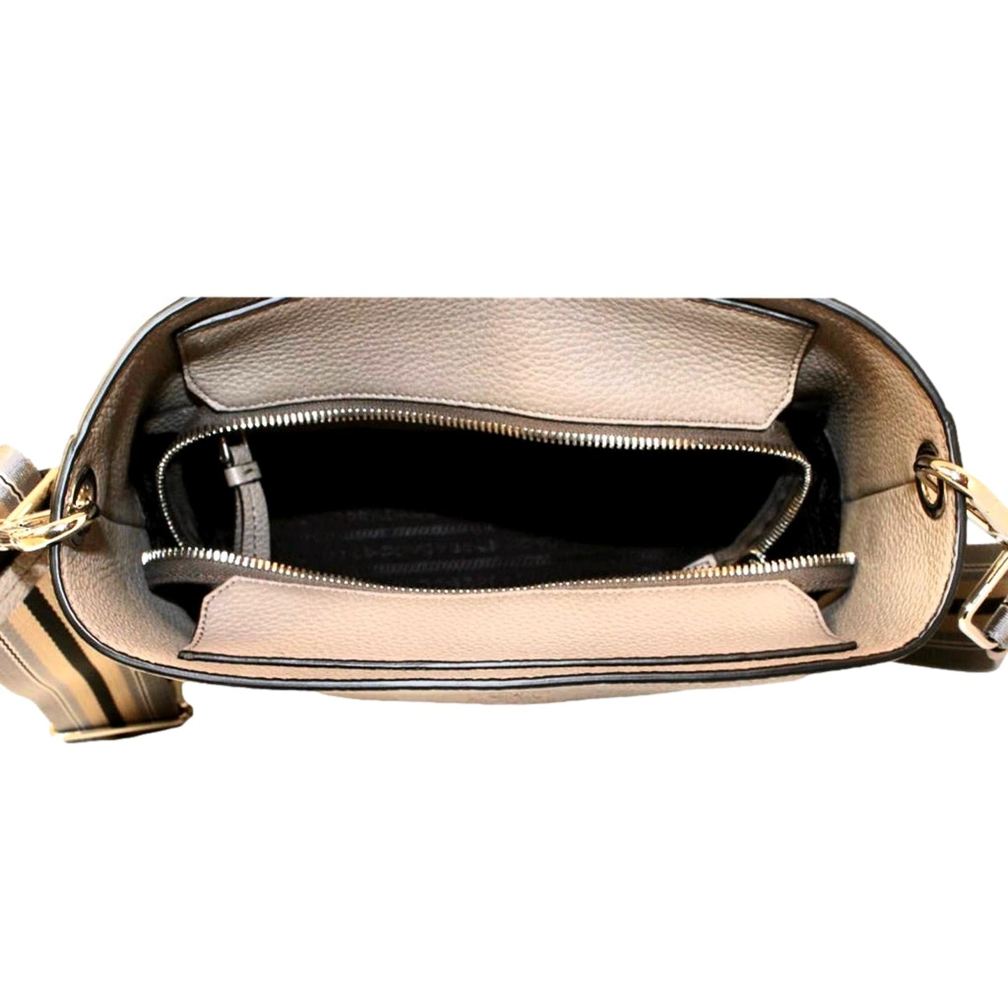 Luxury PradaVitello Phenix Cammeo Leather Stripe Strap Bucket Bag