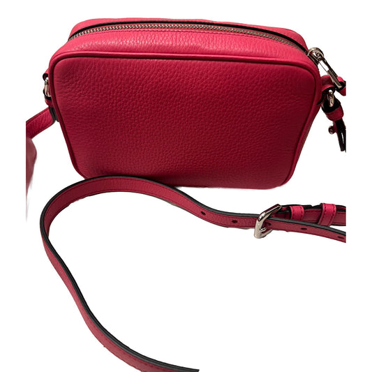Luxury PradaVitello Phenix Pink Leather Silver Logo Small Camera Crossbody Bag