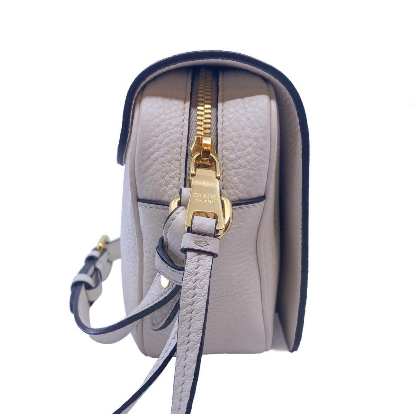 Luxury PradaFlap Vitello Phenix Ivory Leather Cross Body Bag