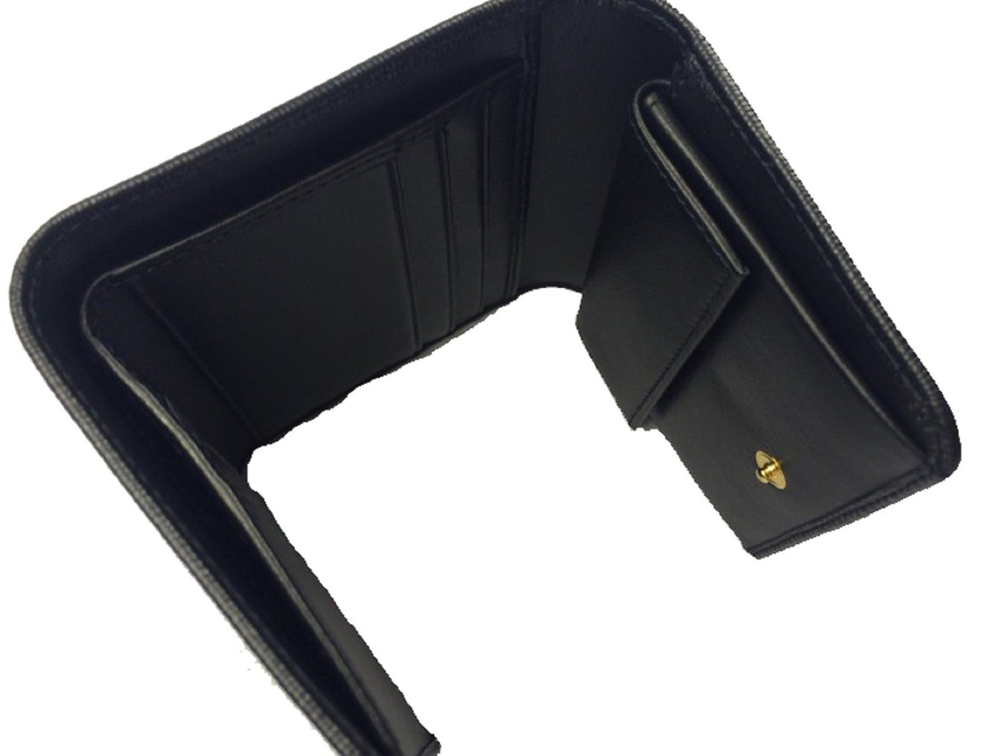 Luxury PradaVitello Move Trifold Compact Wallet Black Leather Logo Plaque