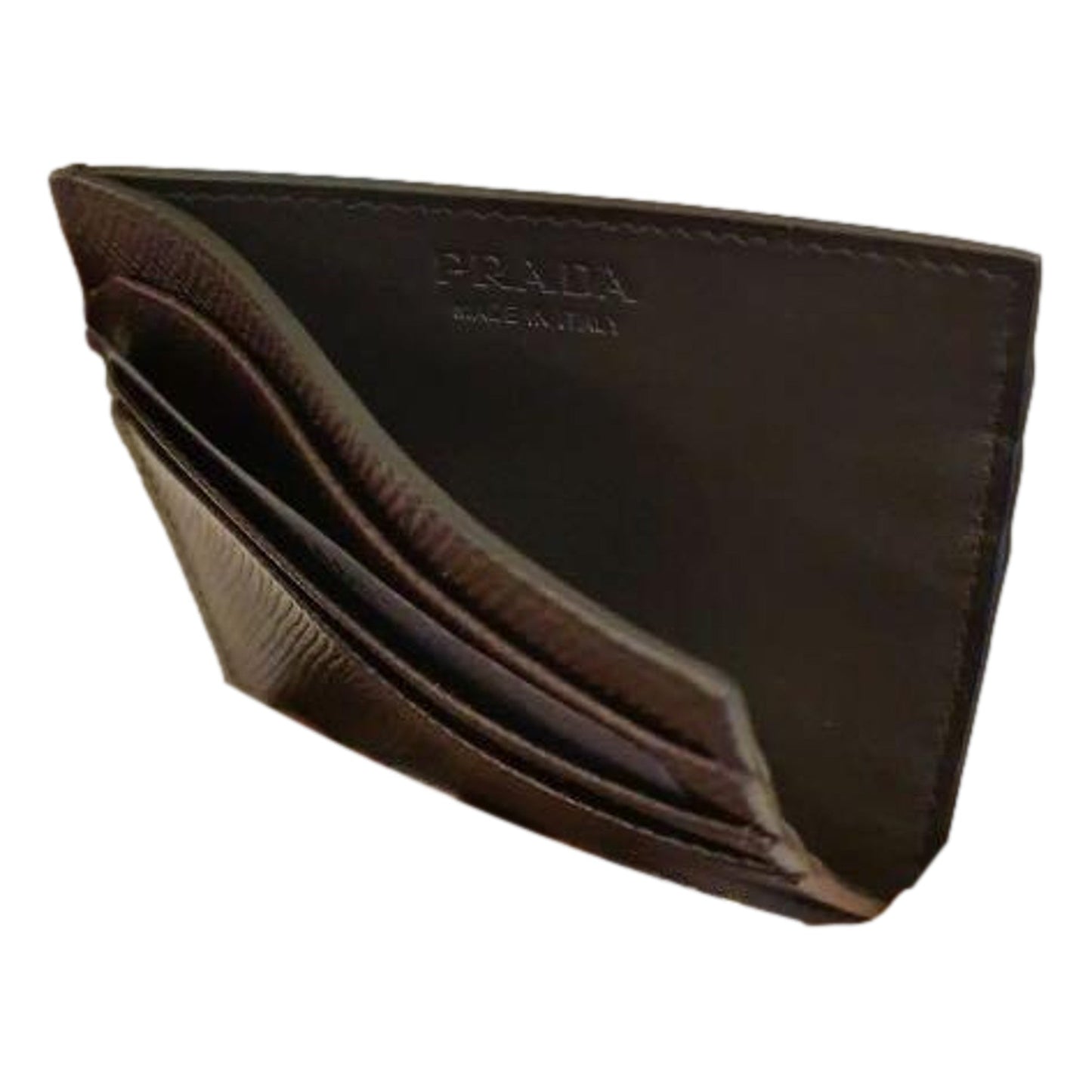 Luxury PradaSaffiano Mens Bruciato Brown Credit Card Wallet