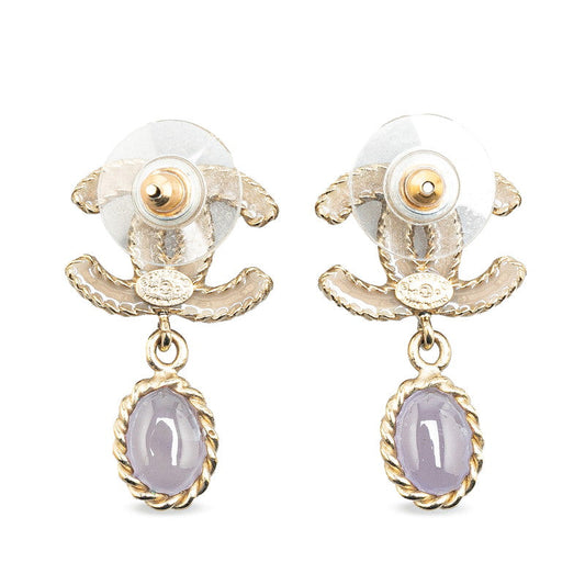Chanel Coco Mark Stone Earrings Purple