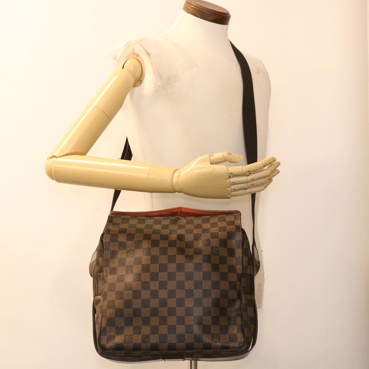 LOUIS VUITTON Damier Ebene Naviglio Shoulder Bag N45255 LV rd4406