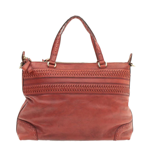 Luxury Gucci Green Carpet Challenge Leather 2Way Tote Bag Fringe Bamboo Red Auth rd707