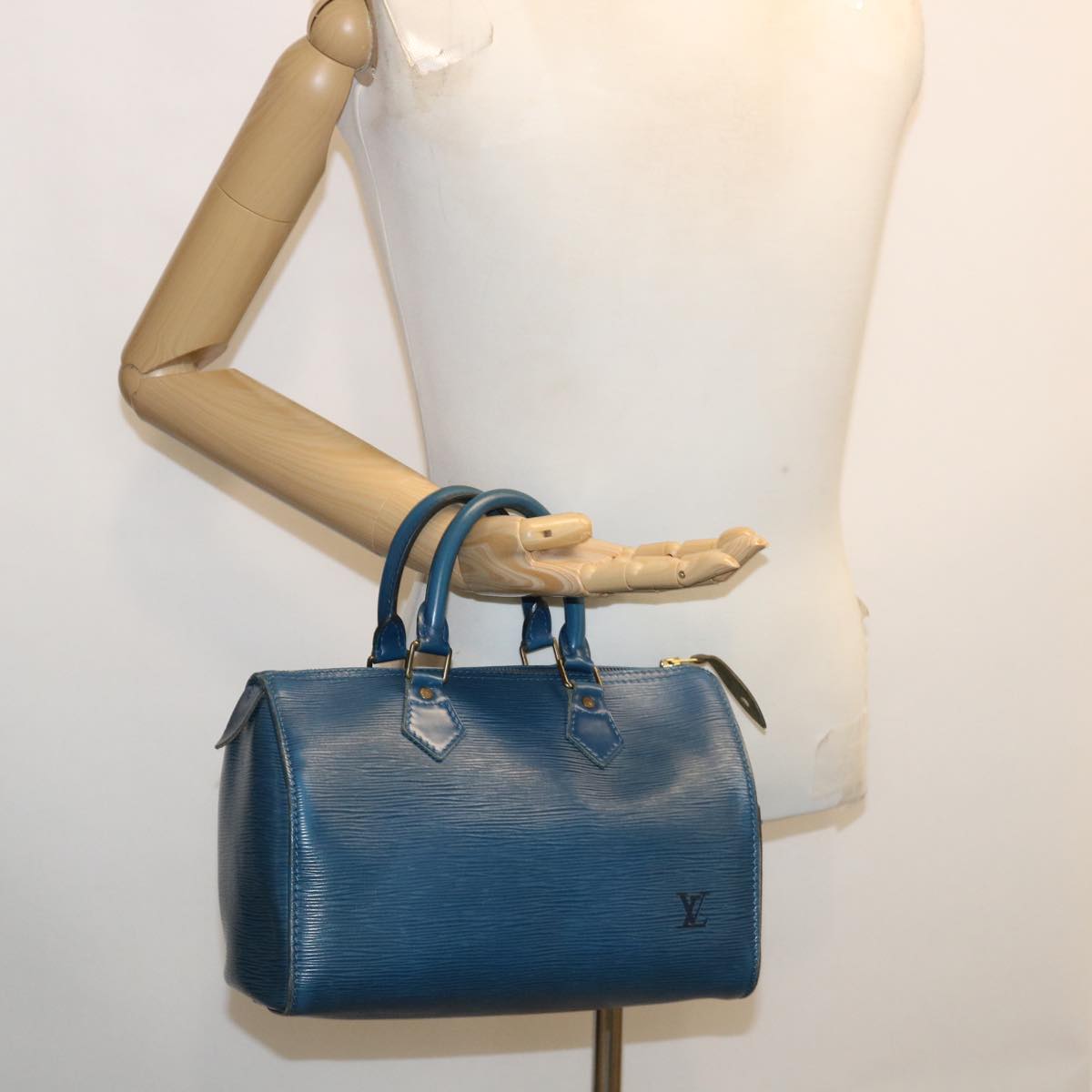 LOUIS VUITTON Epi Speedy 25 Hand Bag Blue M43015 LV rz465