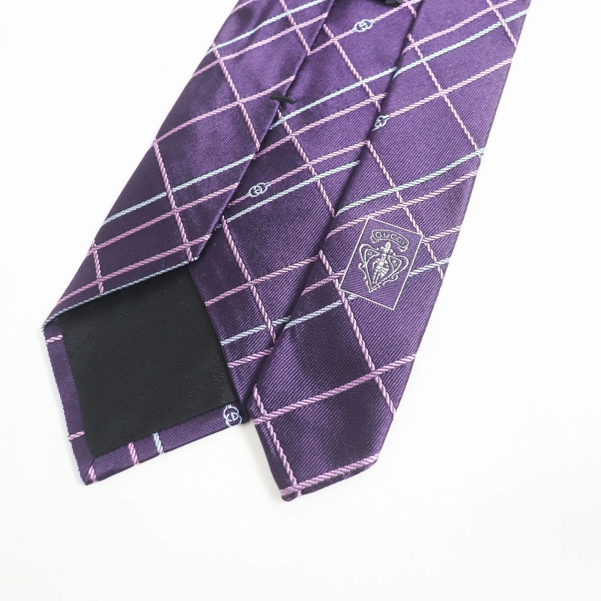 Luxury Gucci Trending 2025 Silk Check Interlocking G Tie Purple